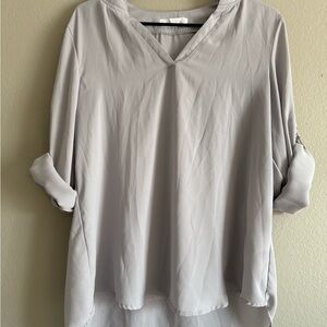 Women's Gray V-Neck Blouse